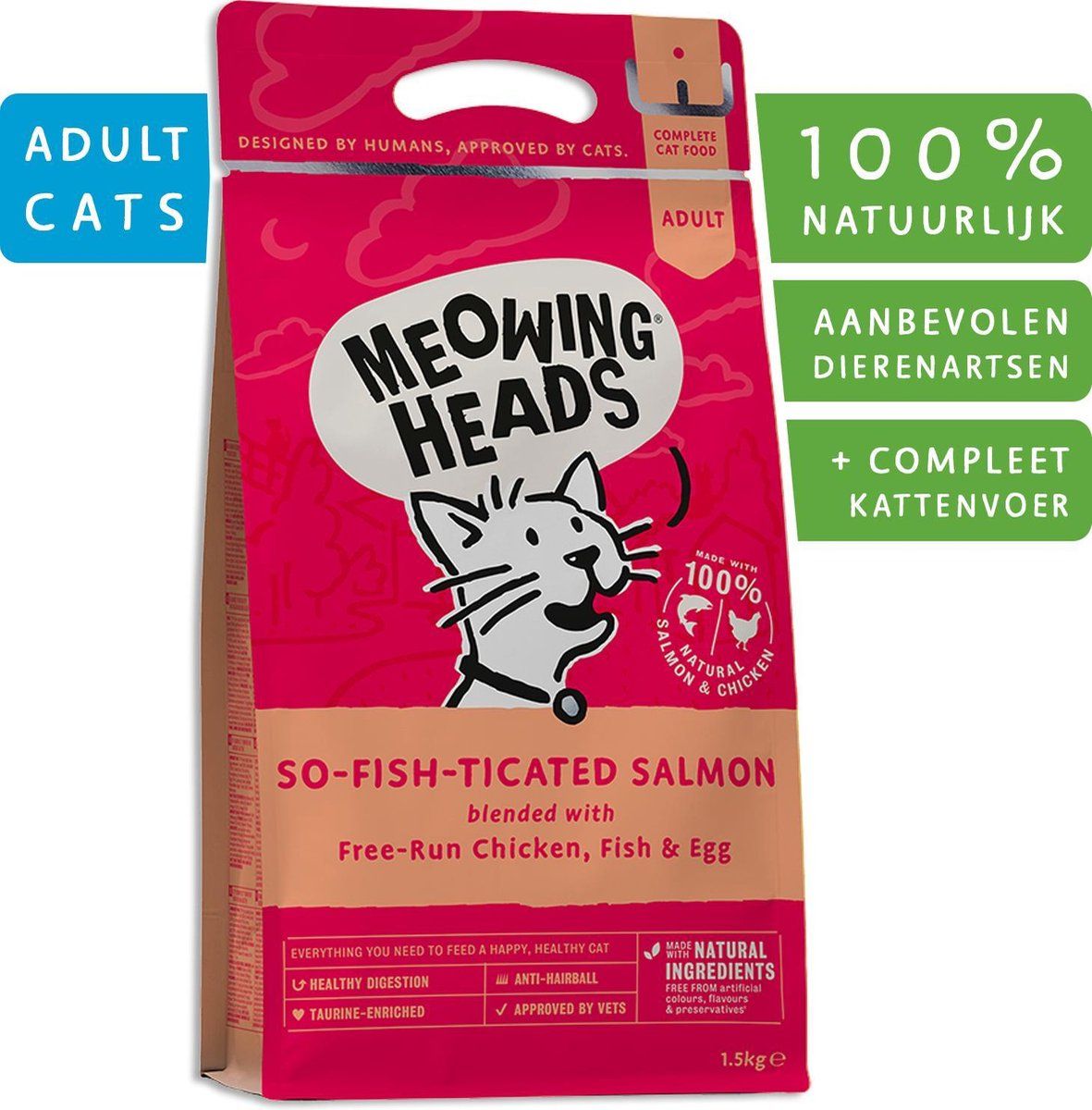 Meowing Heads So-Fish-Ticated Salmon - Kattenvoer - Biologisch - 1,5kg