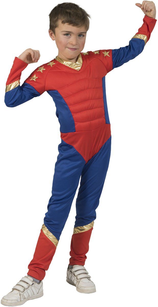 Funny Fashion Superheld Jumpsuit Jongen Super Boy 128 - Polyester