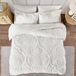 Madison Park Tufted Chenille 100% katoenen dekbed, moderne luxe dekbedovertrek voor alle seizoenen, bedset met bijpassende shams, full/queen (229 x 229 cm), damast gebroken wit, 3-delig