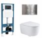 QeramiQ Dely Swirl Toiletset - reservoir encastré Qeramiq Flush - abattant 35mm - plaque de commande métal inox - boutons rectangulaires - blanc brillant