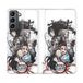 Beschermhoes Samsung Galaxy S21 Plus Beschermhoes van leer, Manga Demon Slayer, wit