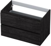INK Onderkast 2 Laden Greeploos met Houten Keerlijst - 800x450x520 Mm - Houtskool Eiken