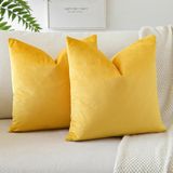 Merkloos / Sans marque Wan GmbH Gele Fluwelen Kussenslopen Set 40 x 40 cm (2 stuks)