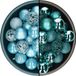 Decoris Boules de Noël - 74 pièces - Turquoise, Bleu et Bleu Glace - 6 cm - Plastique