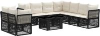 vidaXL Tuinbank - Set - 10 - st - Zwart - poly - rattan