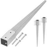 KOTARBAU® 2 stuks Paalhouder met Punt, Paalvoet, Verzinkt Staal, 60 cm, Zilver, 46 x 46 mm
