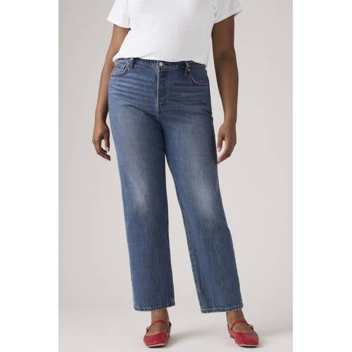Levi's Plus high waist straight leg jeans medium blue denim