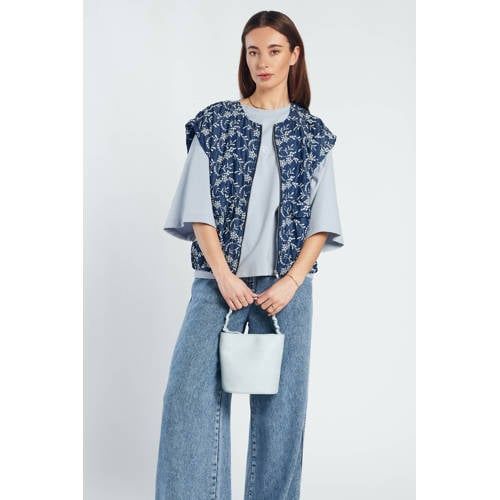 Spooq the label gebloemde bodywarmer dark blue denim