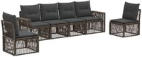 vidaXL Tuinbank - Set - 6 zitplekken - Grijs en Donkergrijs - Polyrattan