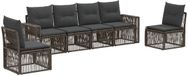 vidaXL Banc de jardin - Ensemble - 6 places assises - Gris et Gris foncé - Polyrotin