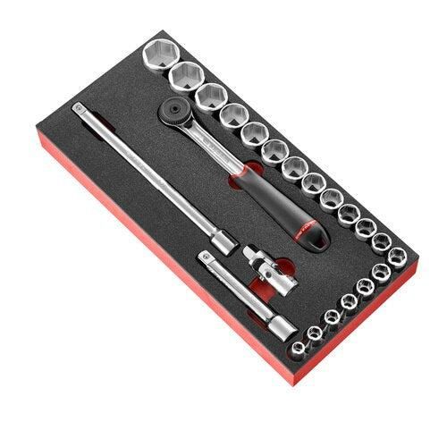Foam Module with 12-Point Sockets 1/2" in Inches - 23 Pieces