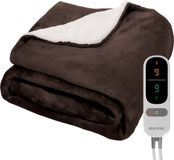 Auronic Elektrische Deken - 180 x 130 cm - 1 Persoons Warmtedeken - 3 Warmte- en Timerstanden - Verwarmingsdeken - Fleece - Bruin