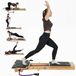 Pilates Reformer - Planche d'entraînement avec bandes de résistance - Roue abdominale - Résistance réglable - Fitness à domicile pour un entraînement complet du corps - Kaki