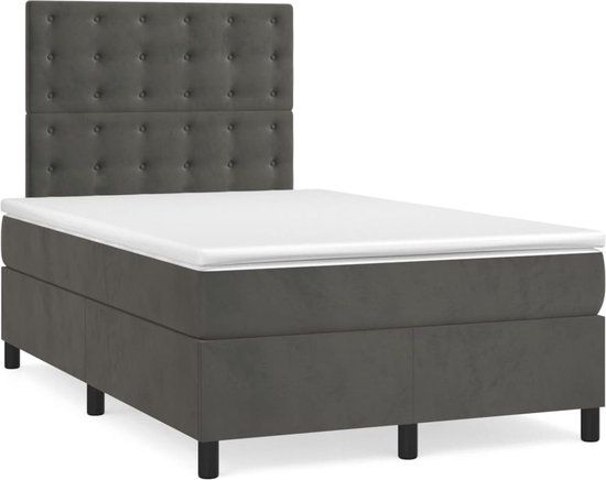 vidaXL Boxspring met matras fluweel donkergrijs 120x200 cm