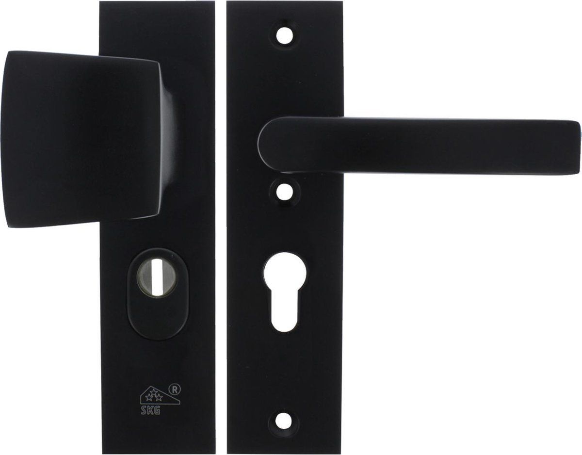 STARX Veiligheidsbeslag - Deurbeslag Zwart - Duwer/Kruk - Kortschild - PC55 mm