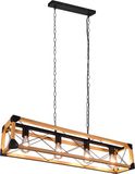 TRIO LEUCHTEN LED Hanglamp - Hangverlichting - E27 Fitting - 4-lichts - Rechthoek - Zwart - Aluminium