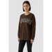 OUI sweater met tekst - bruin