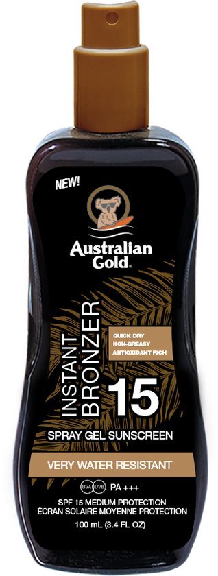 Australian Gold SPF15 Zonnebrand Spray Gel + Bronzer - 237 ml