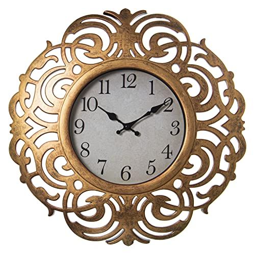 DRW Ronde wandklok - Kunsthars - Verguld - 5 x 6 cm - Wijzerplaat 21,5 cm