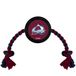 Pets First Dog Rubber Toy with Heavy-Duty Rope Tug, NHL Colorado Avalanche Puck Toy for Dogs & Cats - Play Hockey with Your Pet!