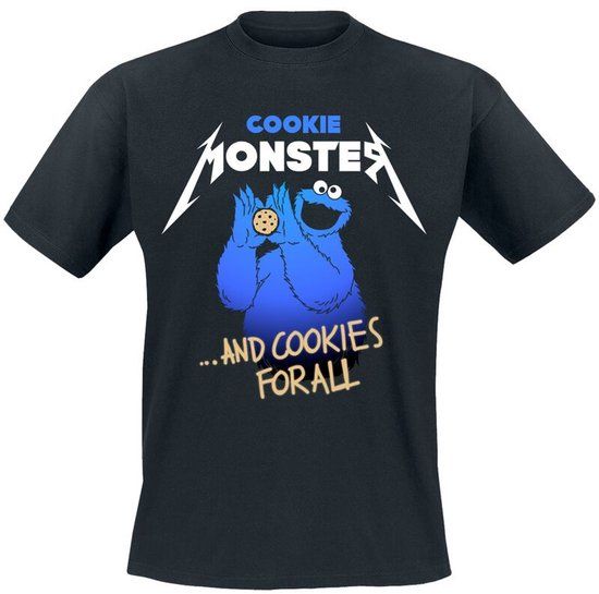 Sesame Street Heren T-shirt - Cookie Monster ... And Cookies For All - Zwart - 3XL
