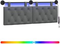 vidaXL Hangend hoofdbord Met LED-verlichting Donkergrijs Stof