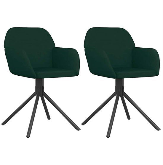 vidaXL Eetkamerstoelen draaibaar 2 stuks fluweel donkergroen