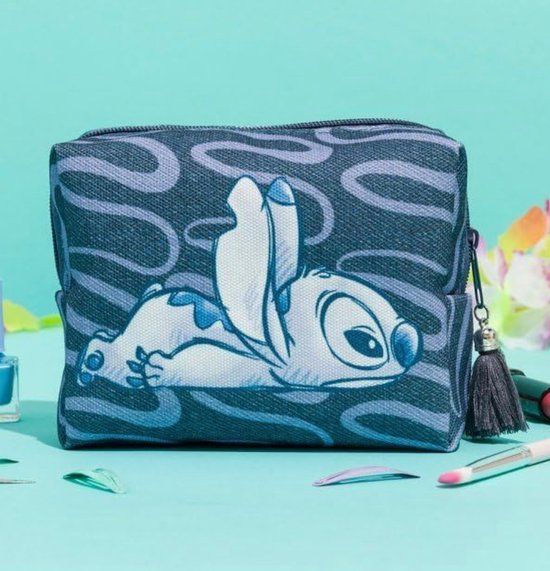 Disney Mad Beauty Lilo & Stitch Disney 'Lazy Stitch' Make-up tasje van Denim Stof/Look - Blauw