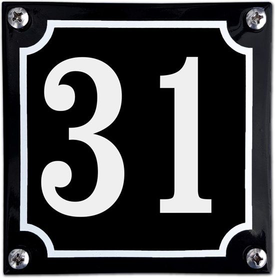 EmailleDesign® Zwart emaille huisnummer - 31