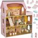 Kruzzel Maison de poupée en bois - 3 étages avec meubles, éclairage LED et accessoires
