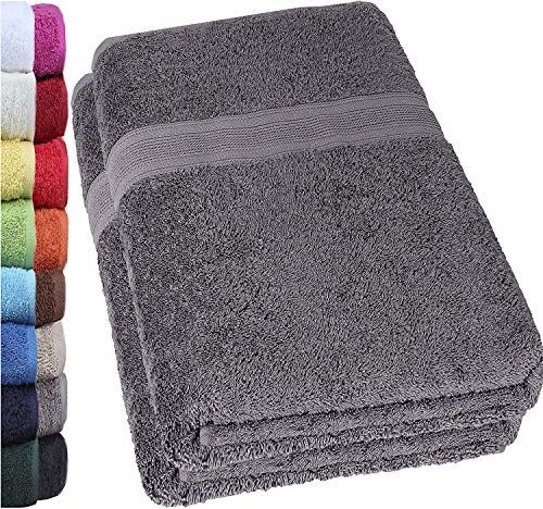 NatureMark Set van 2 Saunahanddoeken, Premium Kwaliteit, 80 x 200 cm, 100% Katoen, Antraciet Grijs
