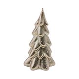Dekohelden24 Hoogwaardige kaars als dennenboom, kerstkaars, figuurkaars als kerstboom, dennenboomkaars in cappuccino met glitter, handgemaakt, afmetingen: H/Ø ca. 15 x 8 cm.