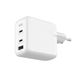 Ksix Netoplader, 65 W, ultrasnel opladen, Gan, PPS, Power Delivery, multiport, 2 USB C + 1 USB A, wit