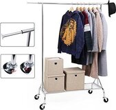 Songmics Verrijdbaar Kledingrek - Uitschuifbaar - Met Wielen - Chrome