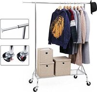 Songmics Verrijdbaar Kledingrek - Uitschuifbaar - Met Wielen - Chrome