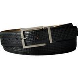 Calvin Klein Ceinture à boucle carrée gaufrée Noir/nickel brossé Taille : 110