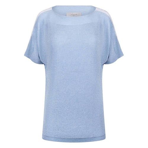 Nukus Merla Top Lurex Dames Korte Mouw Blauw (aqua) L (40)