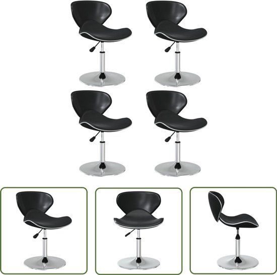 vidaXL Eetkamerstoelen 4 stuks Kunstleer Zwart