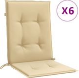 vidaXL Stoelkussens - Lage Rug - Set van 6 - Stof - Gemêleerd - Beige