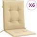 vidaXL Stoelkussens - Lage Rug - Set van 6 - Stof - Gemêleerd - Beige