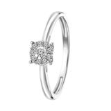 Lucardi Dames Ring met 10 diamanten 0,08ct - Ring - Cadeau - 14 Karaat Goud - Witgoud