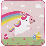 GRUSS & CO Magische handdoek motief eenhoorn, gastendoekje, 30 cm x 30 cm, geperst, katoen, cadeau voor kinderen, paasnest, 74474