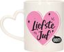 Bellatio Decorations Cadeau koffie/thee mok voor juf - roze - hartjes oor - keramiek - juffen dag