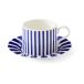 Spode Steccato Mug à thé 29 cl avec soucoupe Ø15,5 cm Bleu-blanc