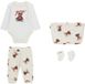 Guess Baby kledingset met broek en sokken, Unisex, cream gro, Printopdruk, Lange mouw, Ronde hals, Drukknopen, Machinewas 30 °C, 3 stuk(s), Baby, Casual, 6 mnd, Katoen, Jersey