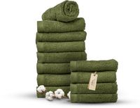 Miss Towels 50x100 Handdoeken Set 12 st. - 5 sterren Hotelkwaliteit - Badtextiel - Luxe Badhanddoeken - Zachte Badlakens - Olijf Groen - Made in Portugal