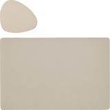 Zeller Placemats en onderzetters lederlook - set 6x - creme - 45 x 30 cm