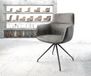 DELIFE Fauteuil Pejo-Flex piètement croisé conique microvelours noir gris antique noyau ressorts ensachés