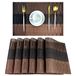PIGCHCY Placemats, wasbare vinyl geweven tafelmatten, elegante duurzame placemats voor eettafel, set van 6 (amboo-bruin)