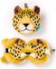Relaxeazzz Luipaard knuffel/reiskussen/slaapmasker - 2-in-1 set - voor kinderen